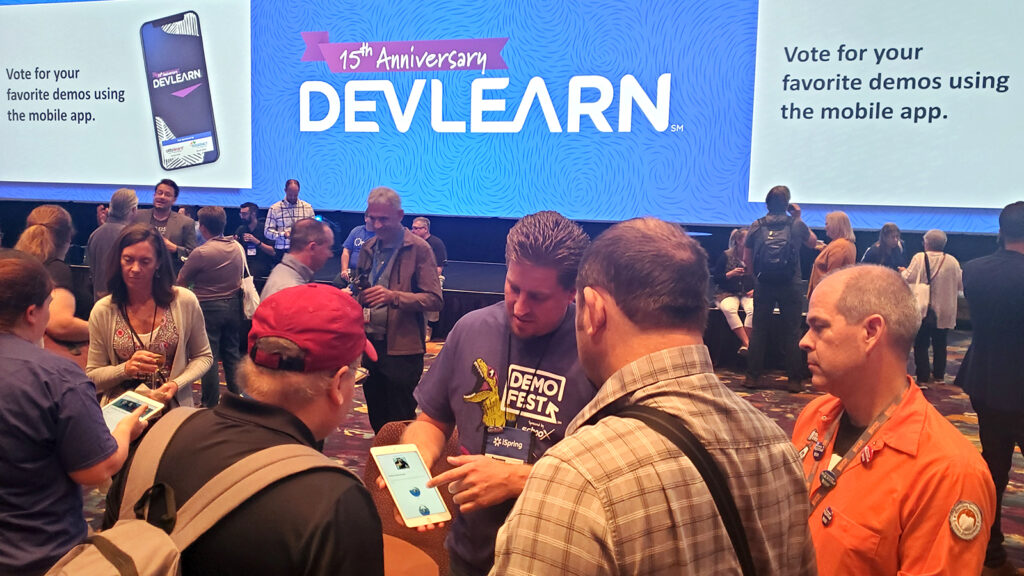 Demoing new learning experience at DevLearn in Las Vegas